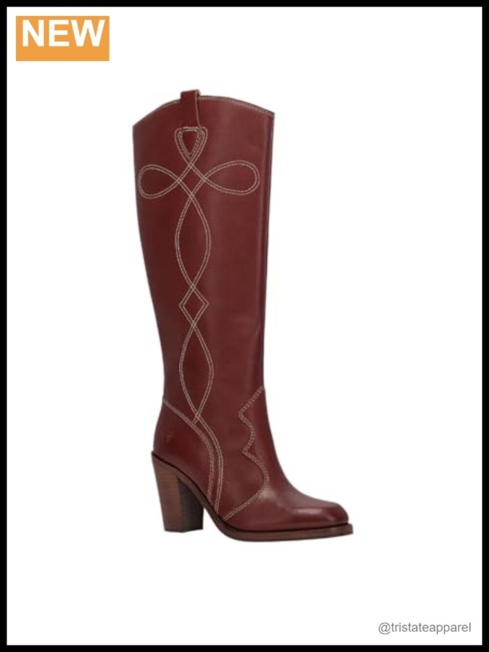 Knee-High Leather Fashion Boots with Deco Stitching - Women's Equestrian Boot